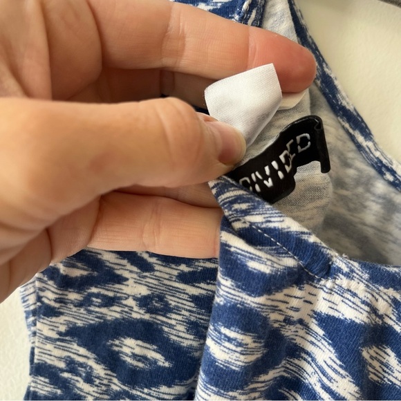 H&M Divided Blue White Ikat Print Bodycon Mini Dress Women’s Small Cotton Blend - Picture 8 of 9